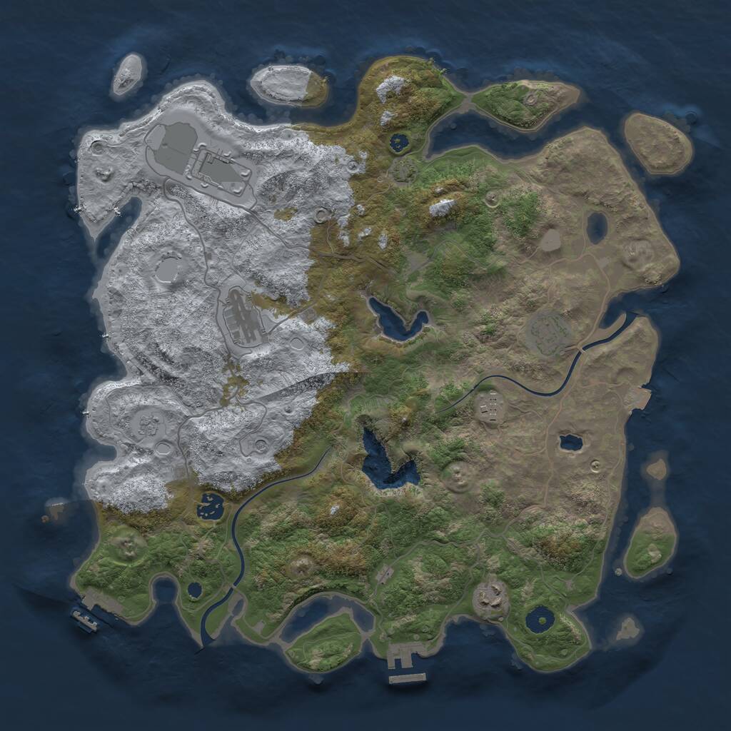 Rust Map: Procedural Map, Size: 4000, Seed: 28663, 12 Monuments