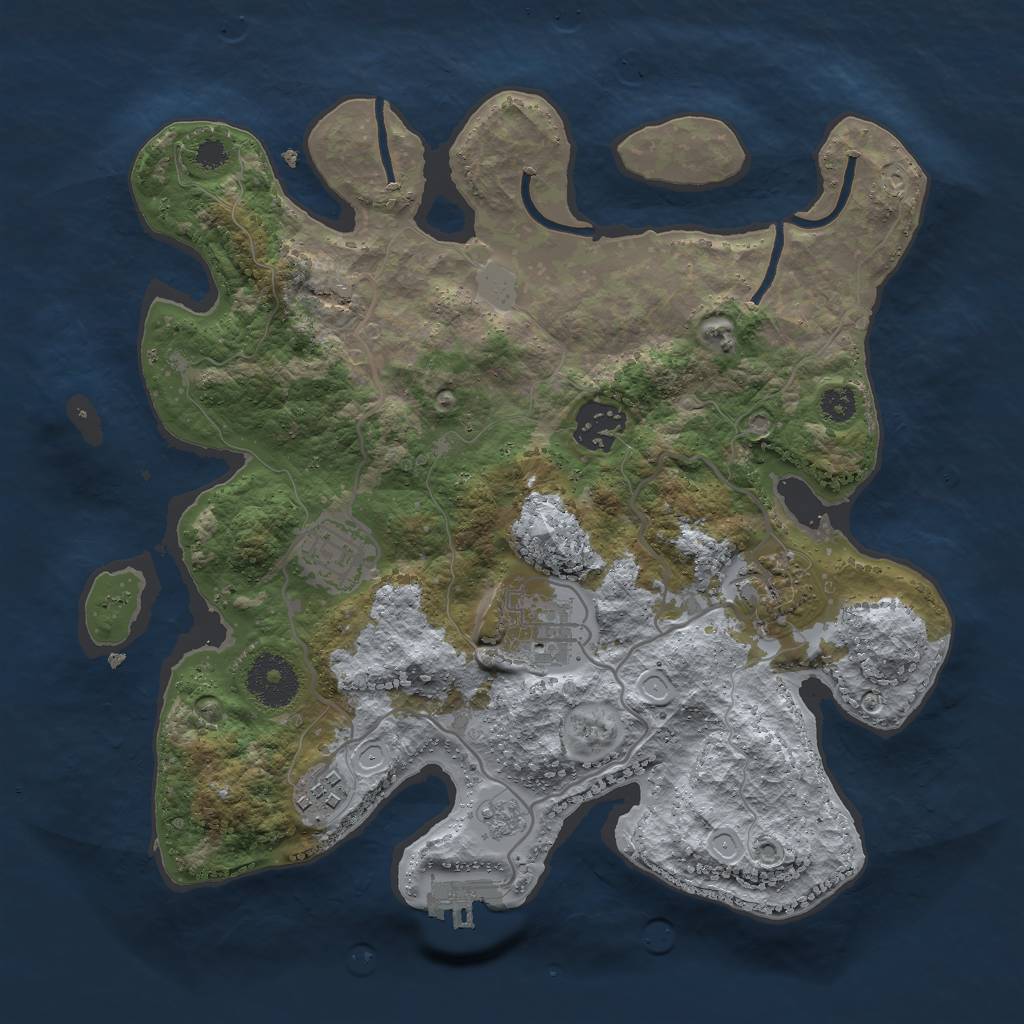 Rust Map: Procedural Map, Size: 3000, Seed: 285974, 12 Monuments