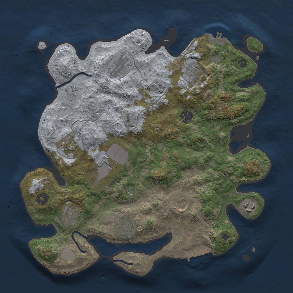 Rust Map: Procedural Map, Size: 3500, Seed: 788313071, 19 Monuments