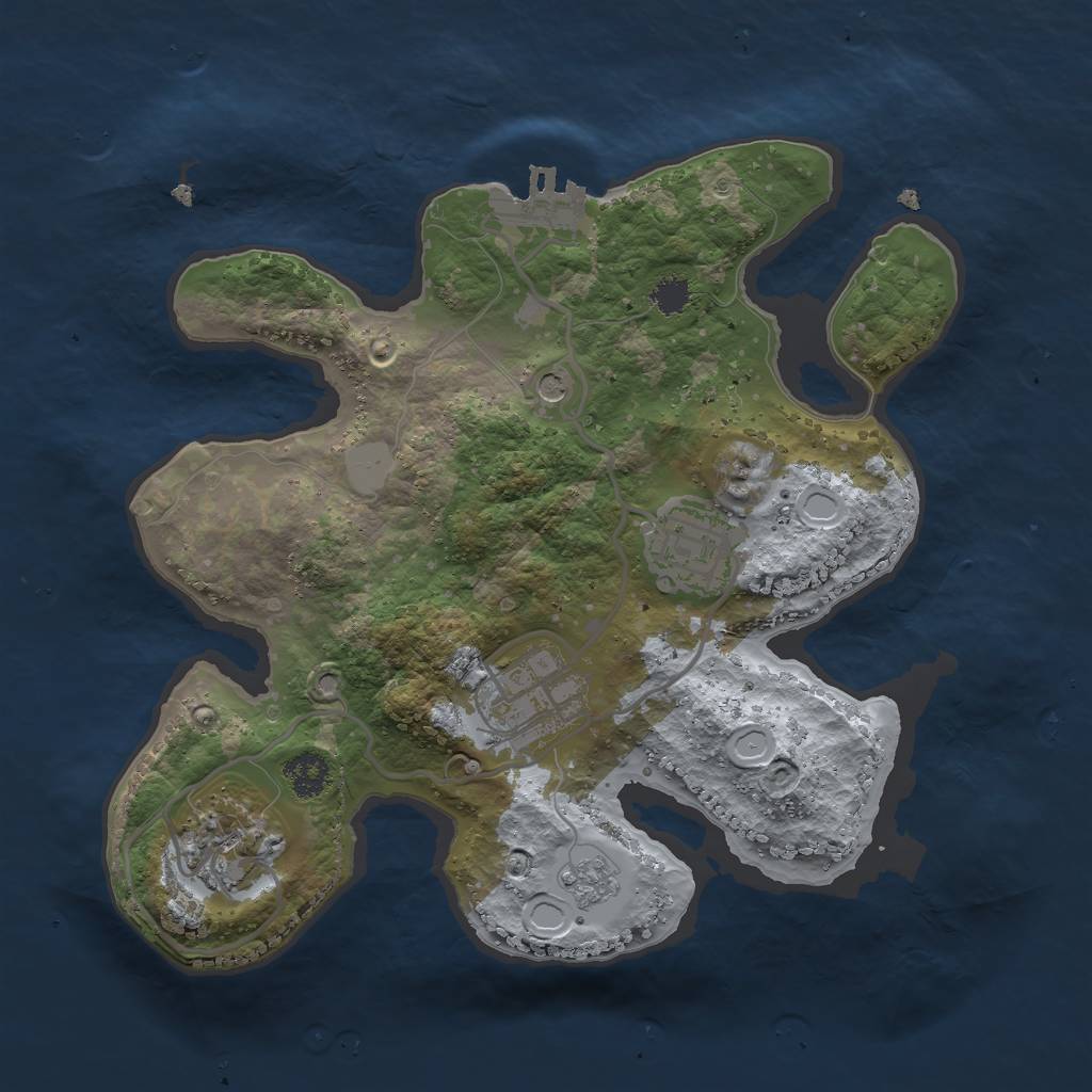 Rust Map: Procedural Map, Size: 2500, Seed: 1017, 11 Monuments