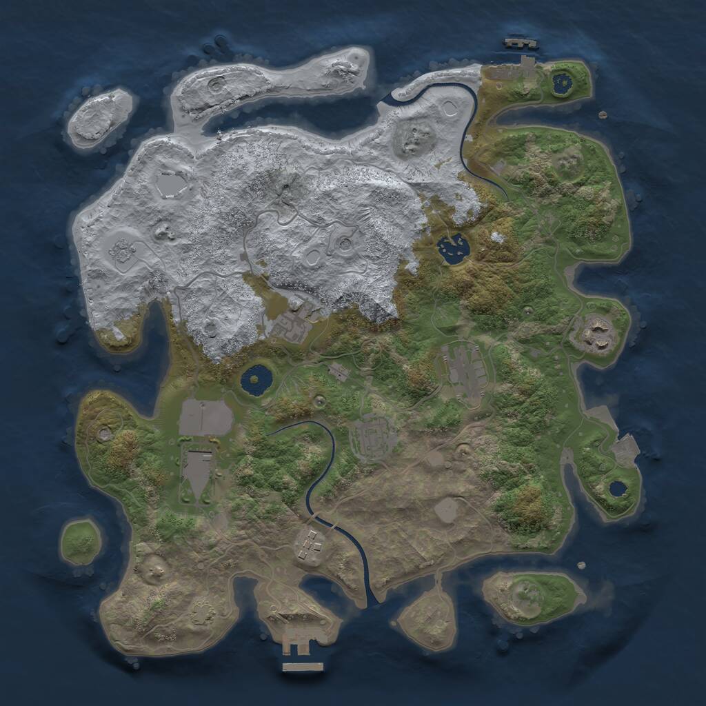 Rust Map: Procedural Map, Size: 3500, Seed: 620227771, 13 Monuments