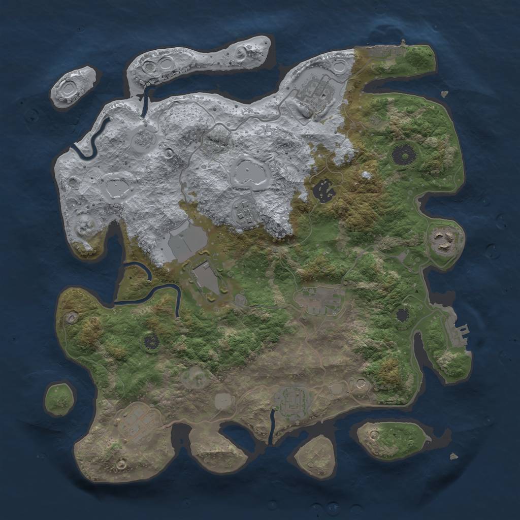 Rust Map: Procedural Map, Size: 3500, Seed: 620227771, 17 Monuments