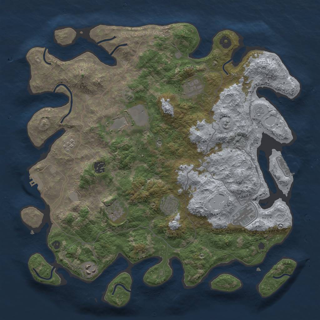 Rust Map: Procedural Map, Size: 4000, Seed: 20484, 17 Monuments