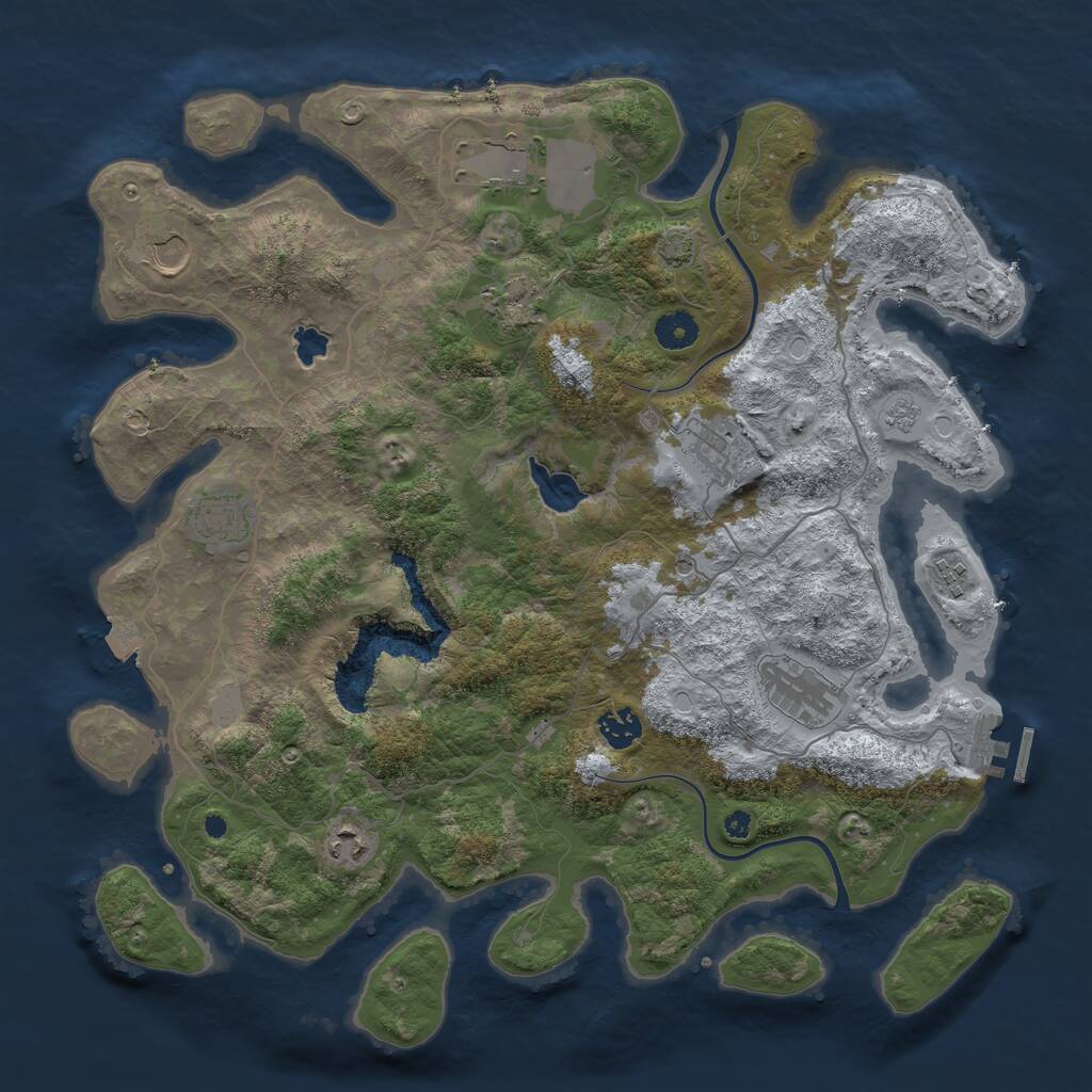 Rust Map: Procedural Map, Size: 4000, Seed: 20484, 14 Monuments
