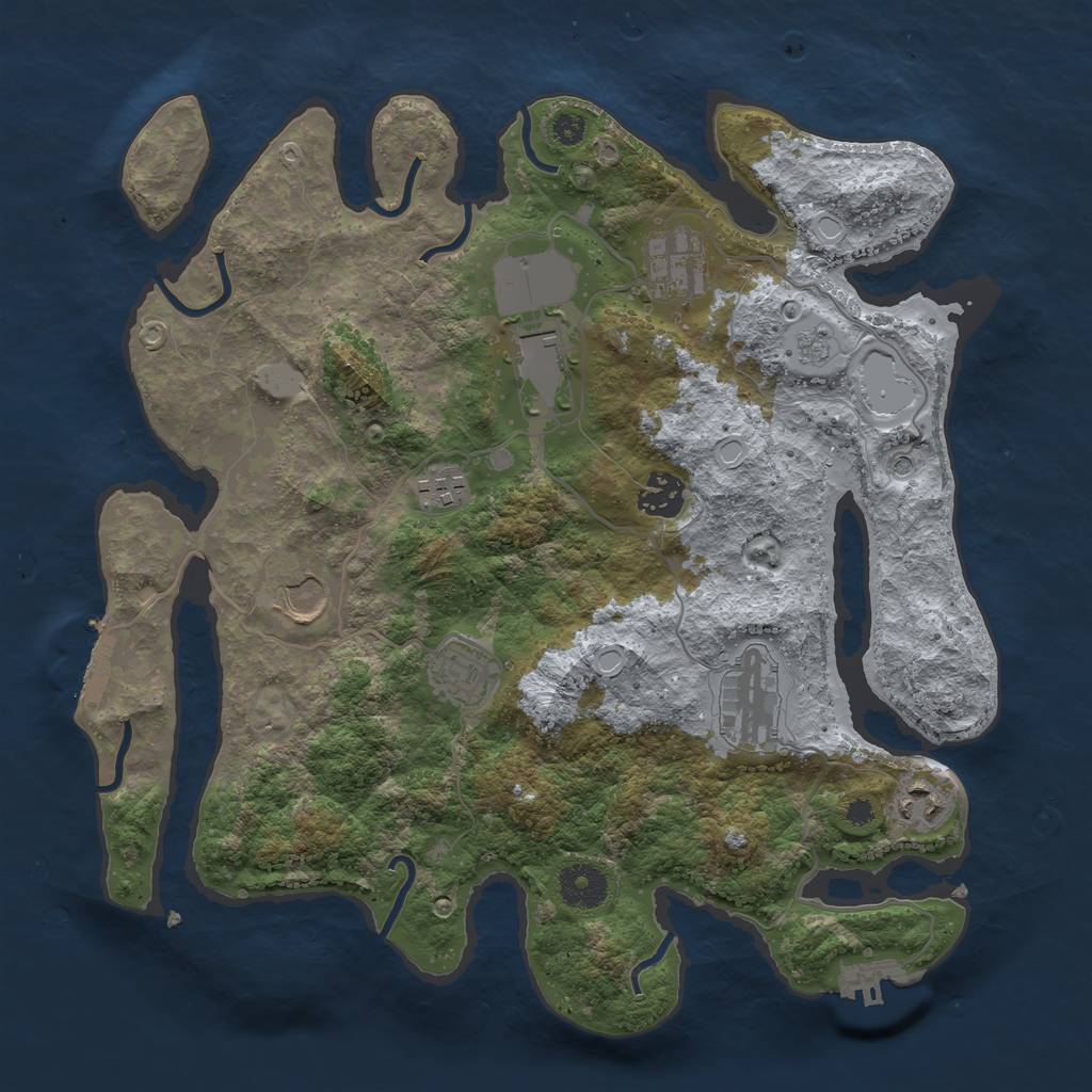 Rust Map: Procedural Map, Size: 3500, Seed: 1818972730, 17 Monuments