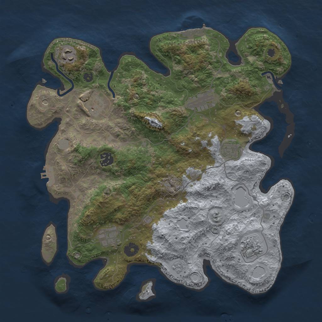 Rust Map: Procedural Map, Size: 3400, Seed: 516995372, 14 Monuments