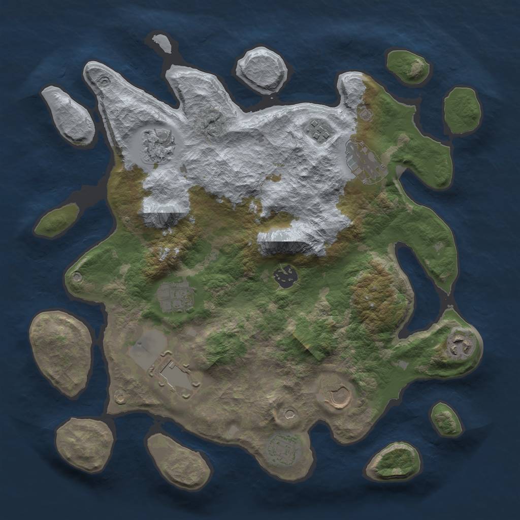 Rust Map: Barren, Size: 3500, Seed: 136193565, 12 Monuments