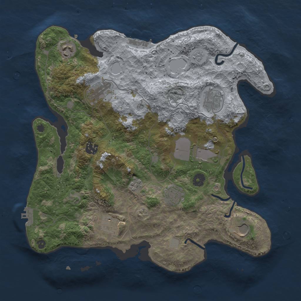 Rust Map: Procedural Map, Size: 3500, Seed: 1975626452, 18 Monuments