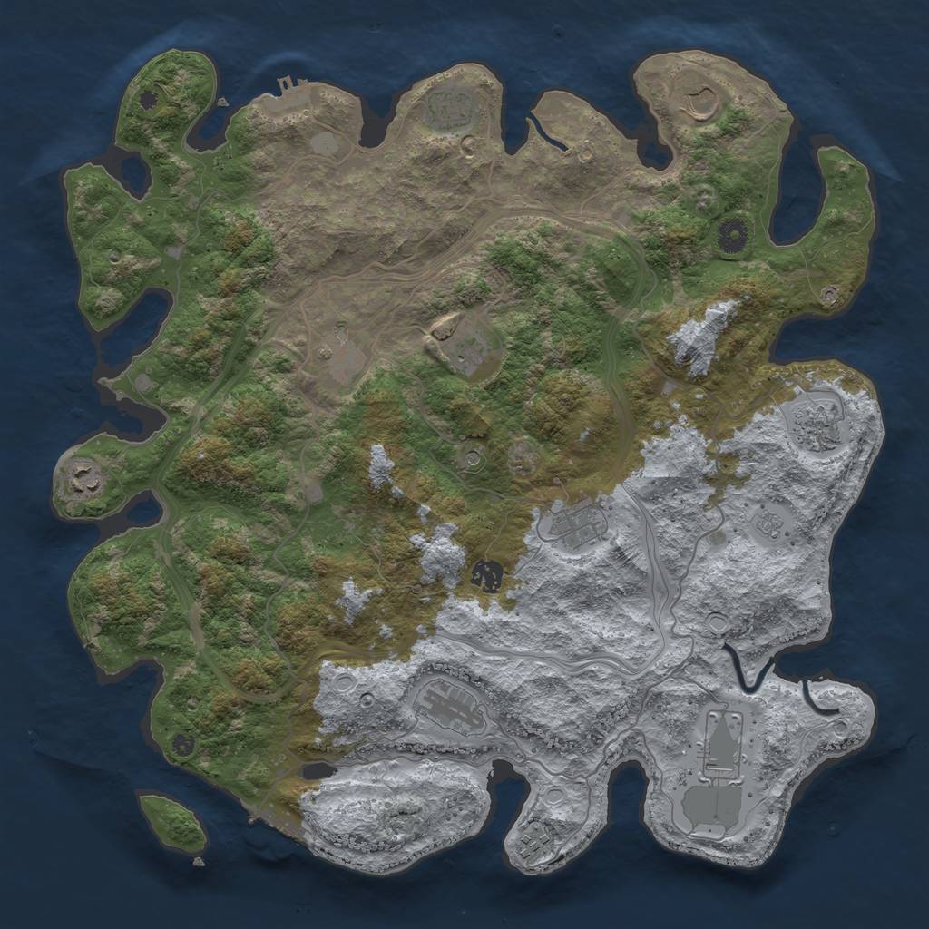 Rust Map: Procedural Map, Size: 4250, Seed: 1157125795, 18 Monuments