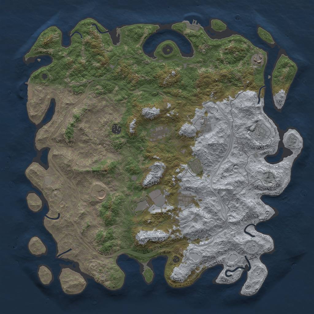 Rust Map: Procedural Map, Size: 4800, Seed: 2040029937, 19 Monuments