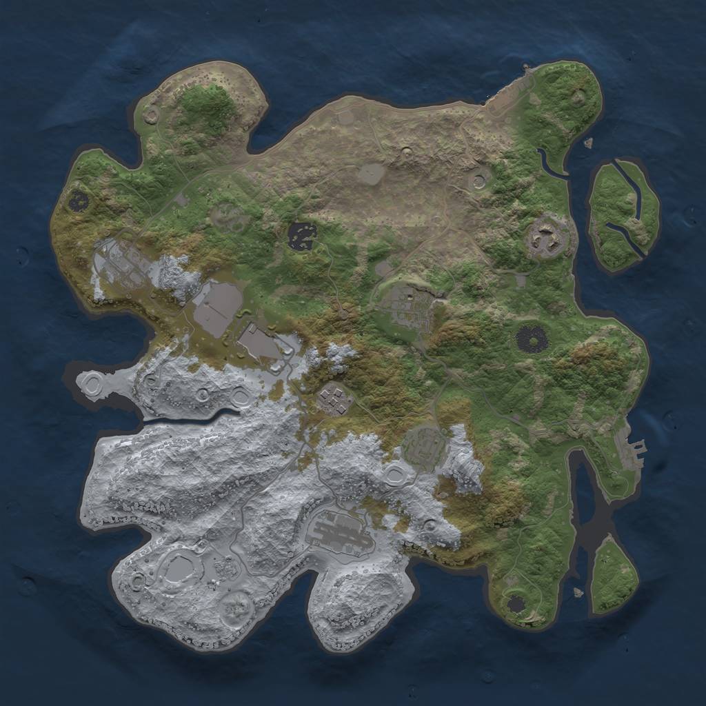 Rust Map: Procedural Map, Size: 3500, Seed: 28443274, 17 Monuments