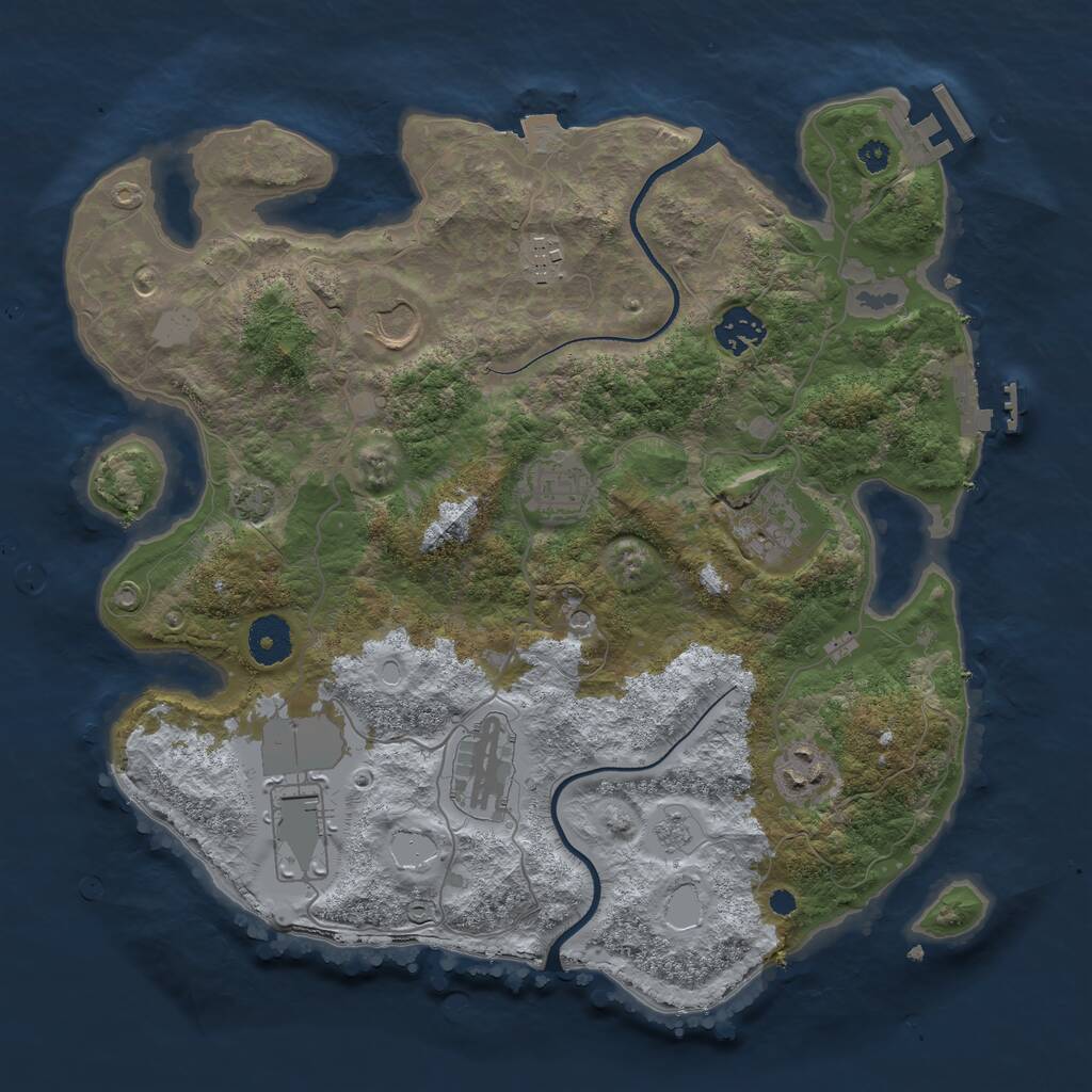 Rust Map: Procedural Map, Size: 3500, Seed: 761201, 14 Monuments