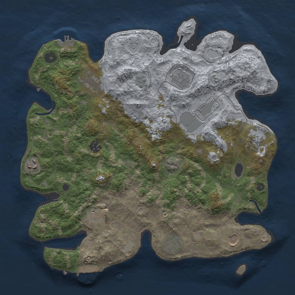 Rust Map: Procedural Map, Size: 3800, Seed: 6800471, 19 Monuments