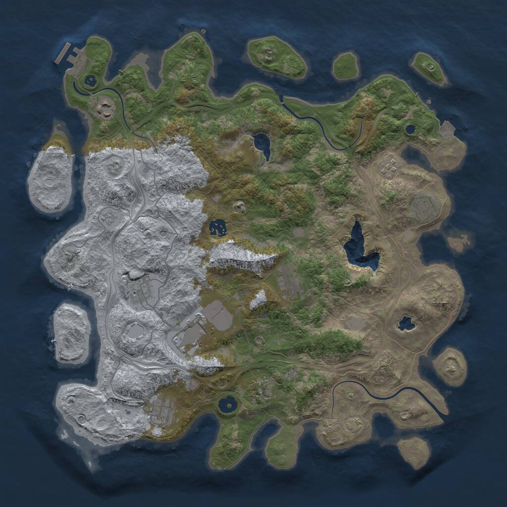 Rust Map: Procedural Map, Size: 4250, Seed: 2077620270, 14 Monuments