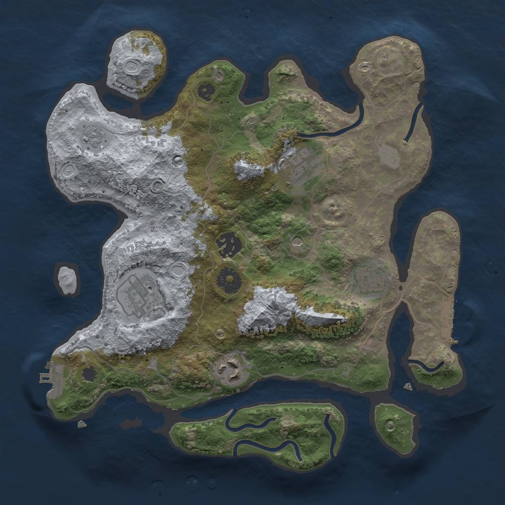 Rust Map: Procedural Map, Size: 3000, Seed: 947799273, 14 Monuments