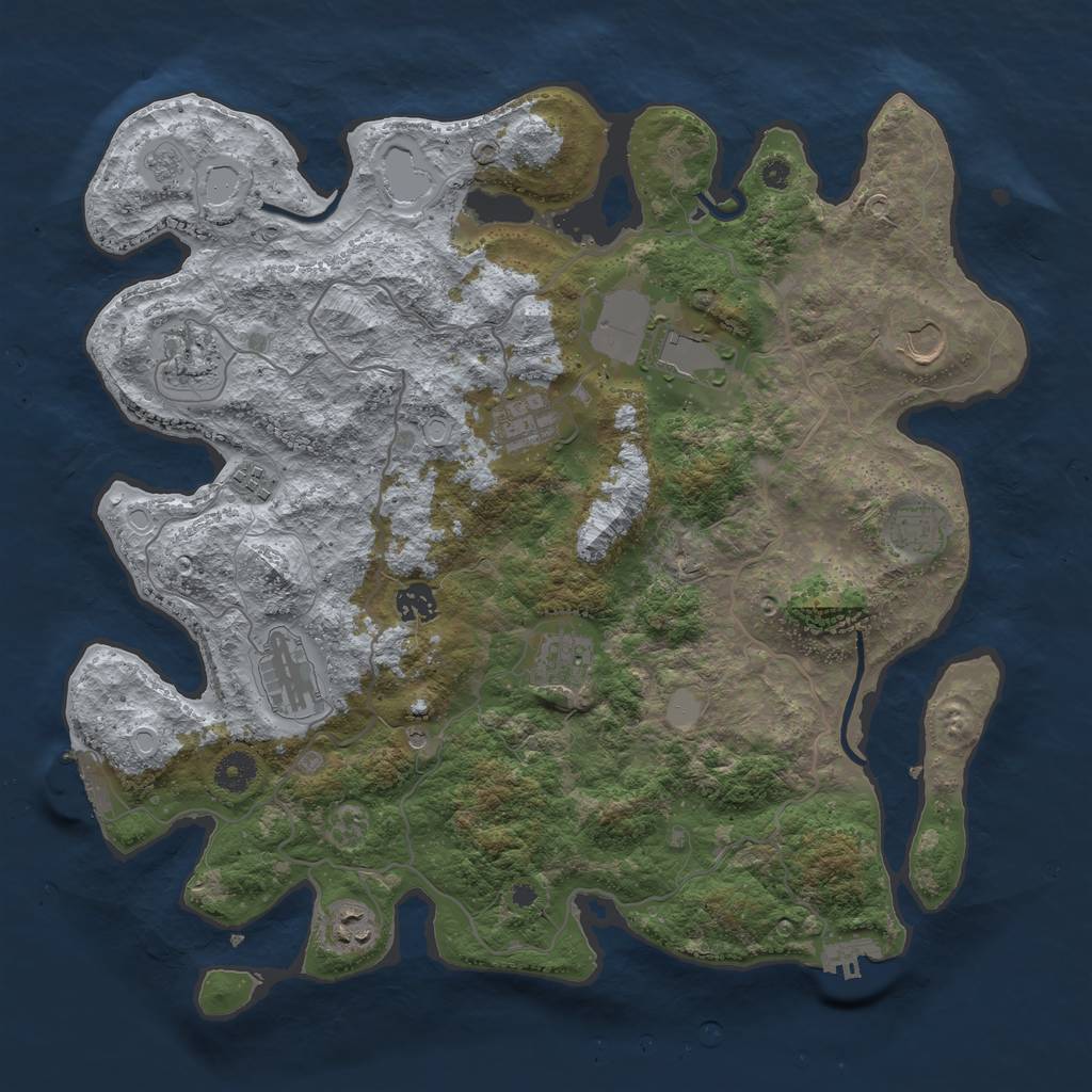 Rust Map: Procedural Map, Size: 4000, Seed: 2087157628, 17 Monuments