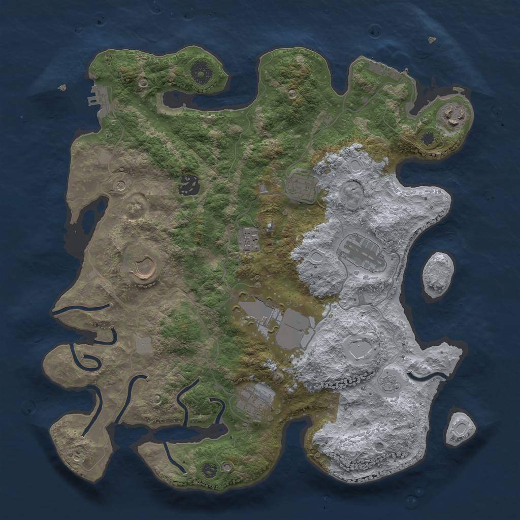 Rust Map: Procedural Map, Size: 3500, Seed: 1557893398, 17 Monuments