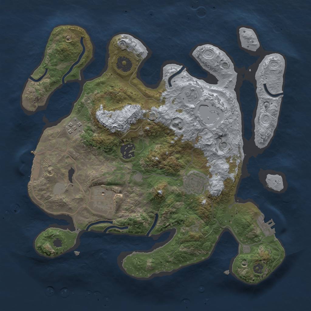 Rust Map: Procedural Map, Size: 3000, Seed: 1270876565, 13 Monuments