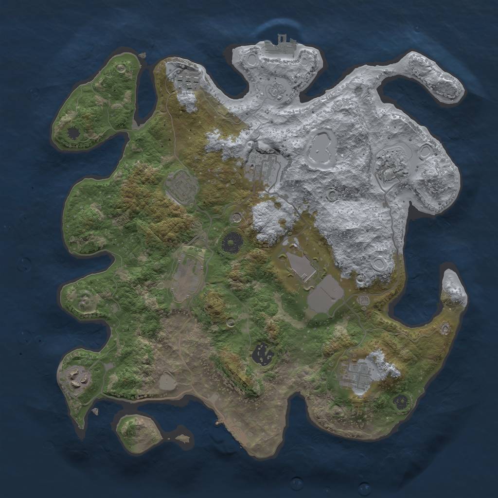 Rust Map: Procedural Map, Size: 3500, Seed: 38239596, 18 Monuments