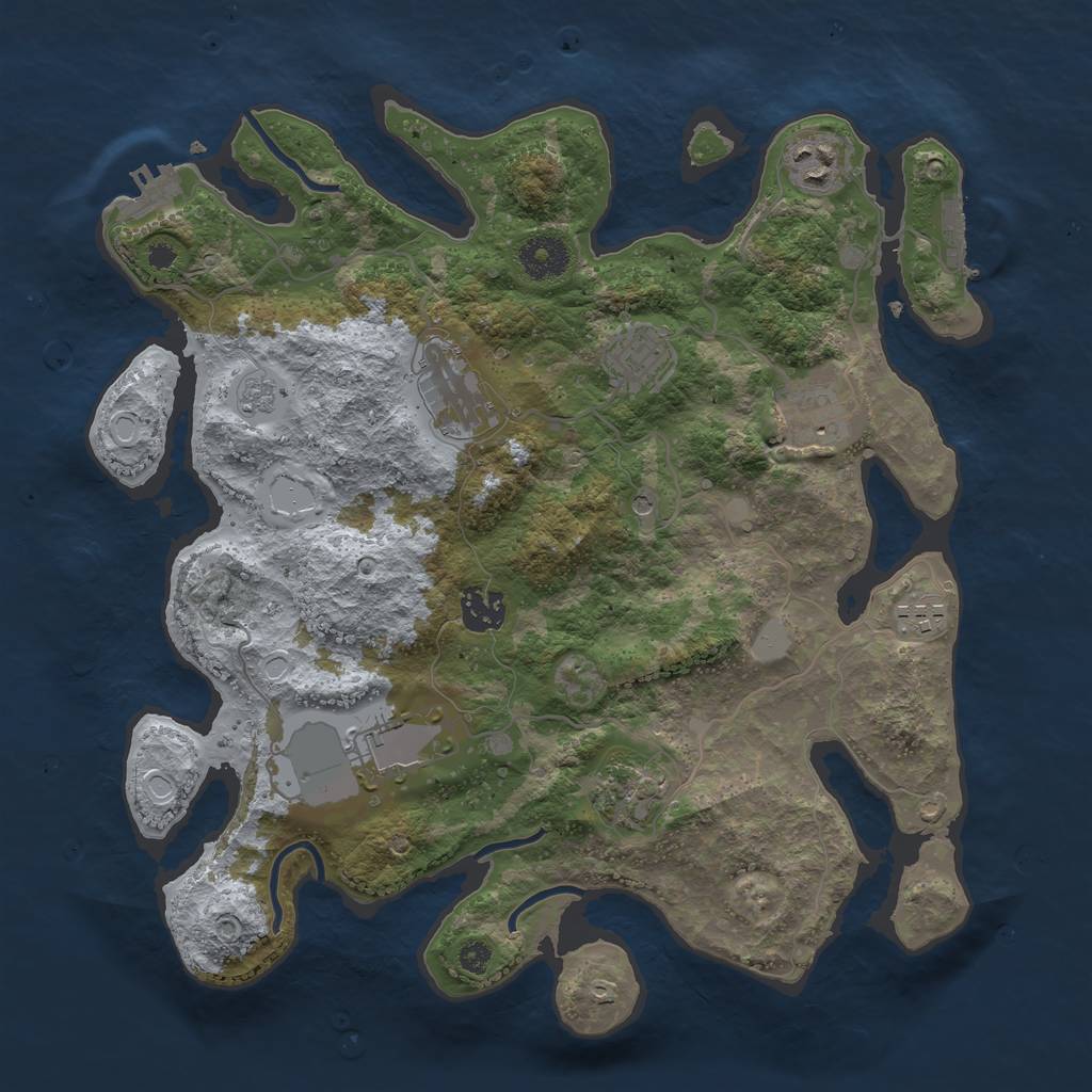 Rust Map: Procedural Map, Size: 3500, Seed: 493628851, 17 Monuments