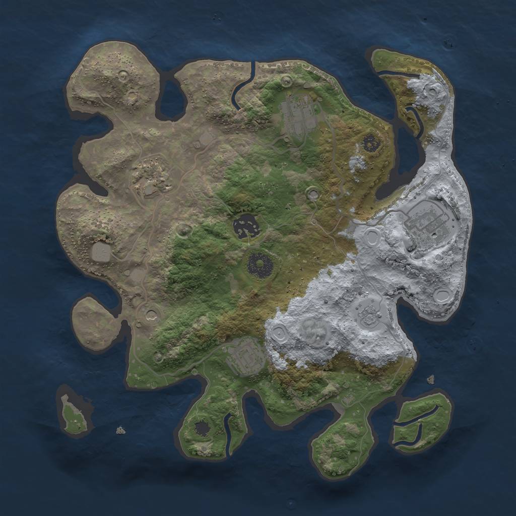 Rust Map: Procedural Map, Size: 3000, Seed: 295263104, 12 Monuments