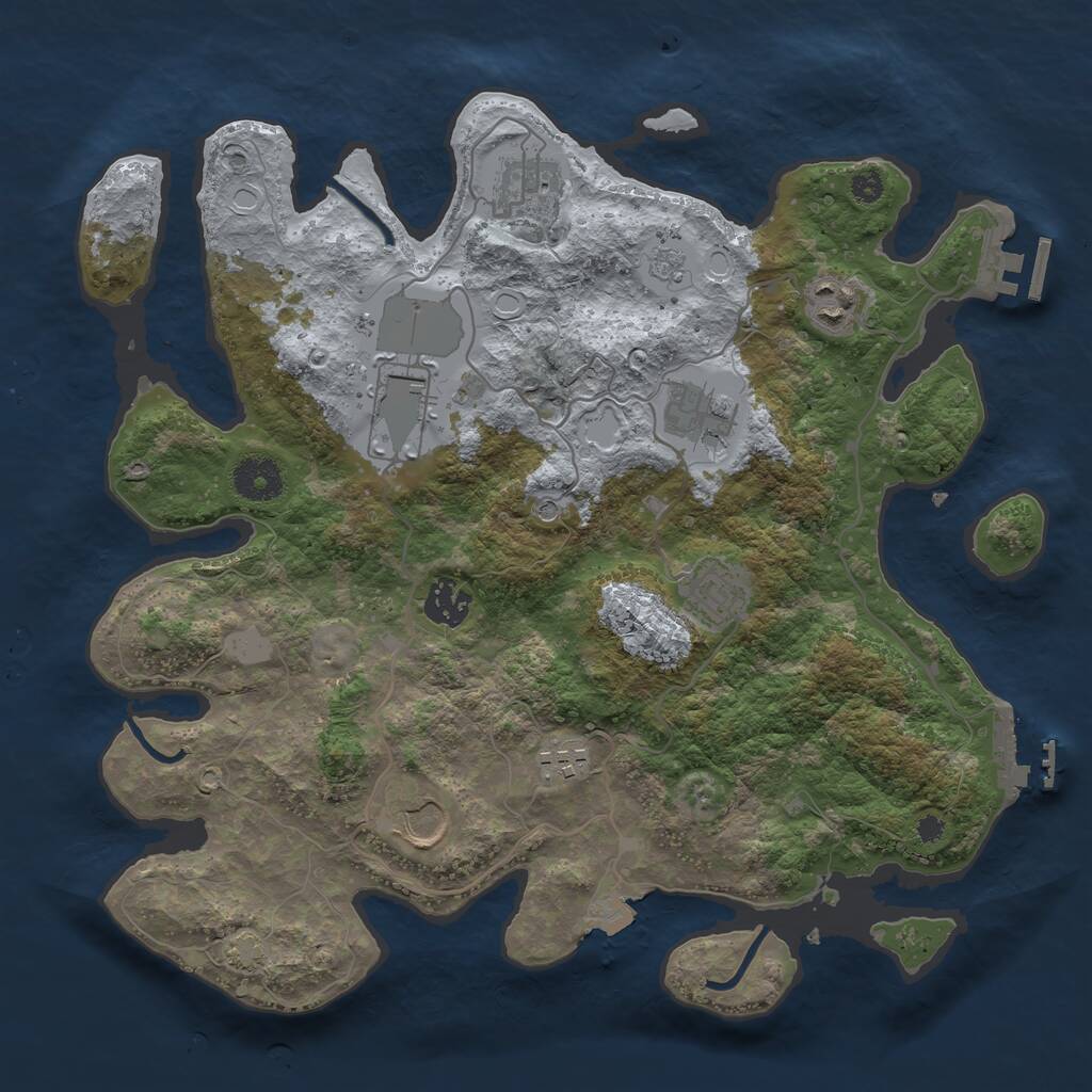 Rust Map: Procedural Map, Size: 3500, Seed: 215743673, 14 Monuments