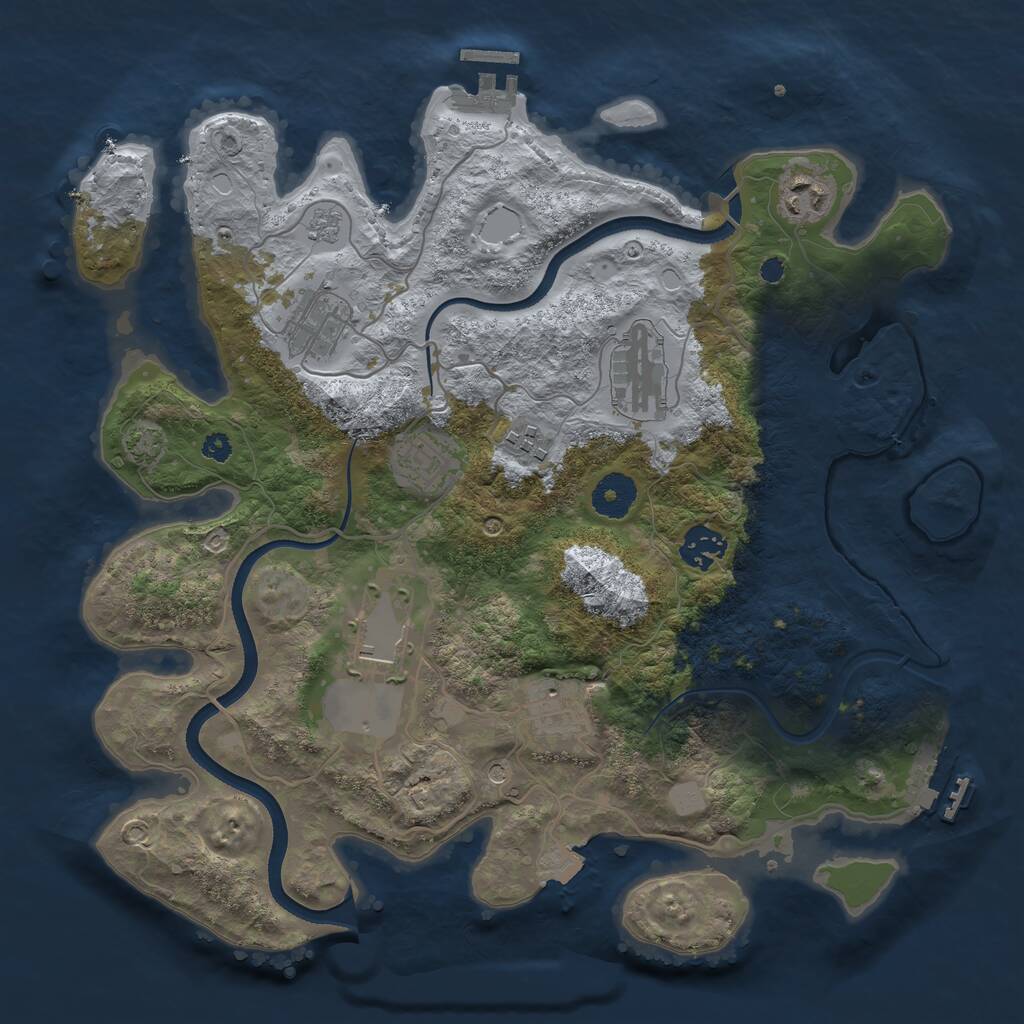 Rust Map: Procedural Map, Size: 3500, Seed: 215743673, 14 Monuments