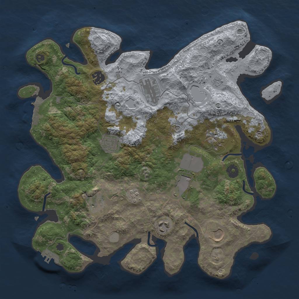 Rust Map: Procedural Map, Size: 3500, Seed: 667215631, 18 Monuments