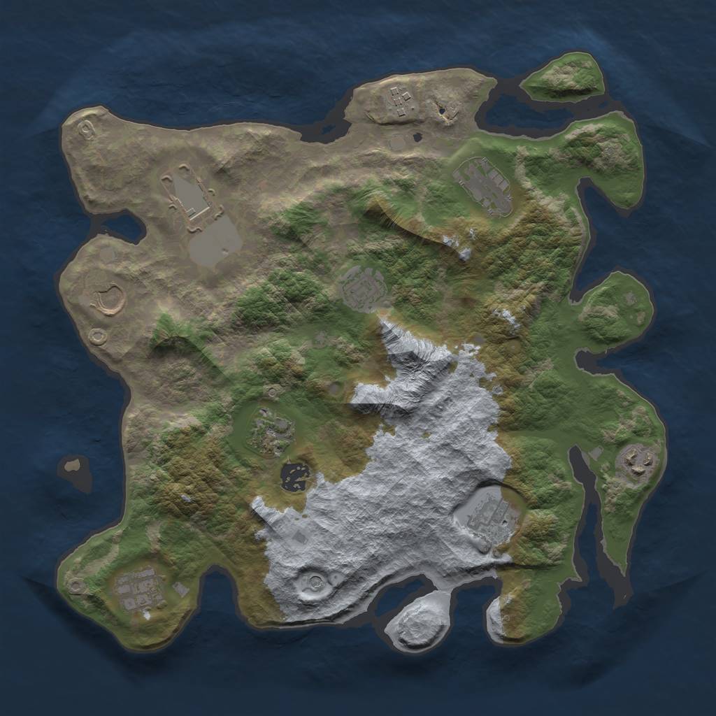 Rust Map: Barren, Size: 3600, Seed: 71, 13 Monuments