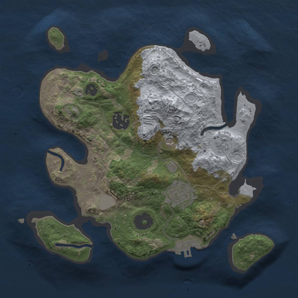 Rust Map: Procedural Map, Size: 2500, Seed: 2093549730, 8 Monuments