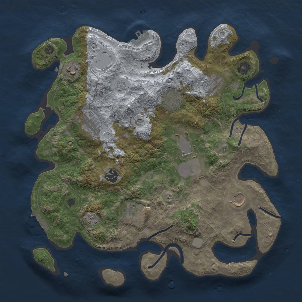 Rust Map: Procedural Map, Size: 3500, Seed: 121443, 18 Monuments