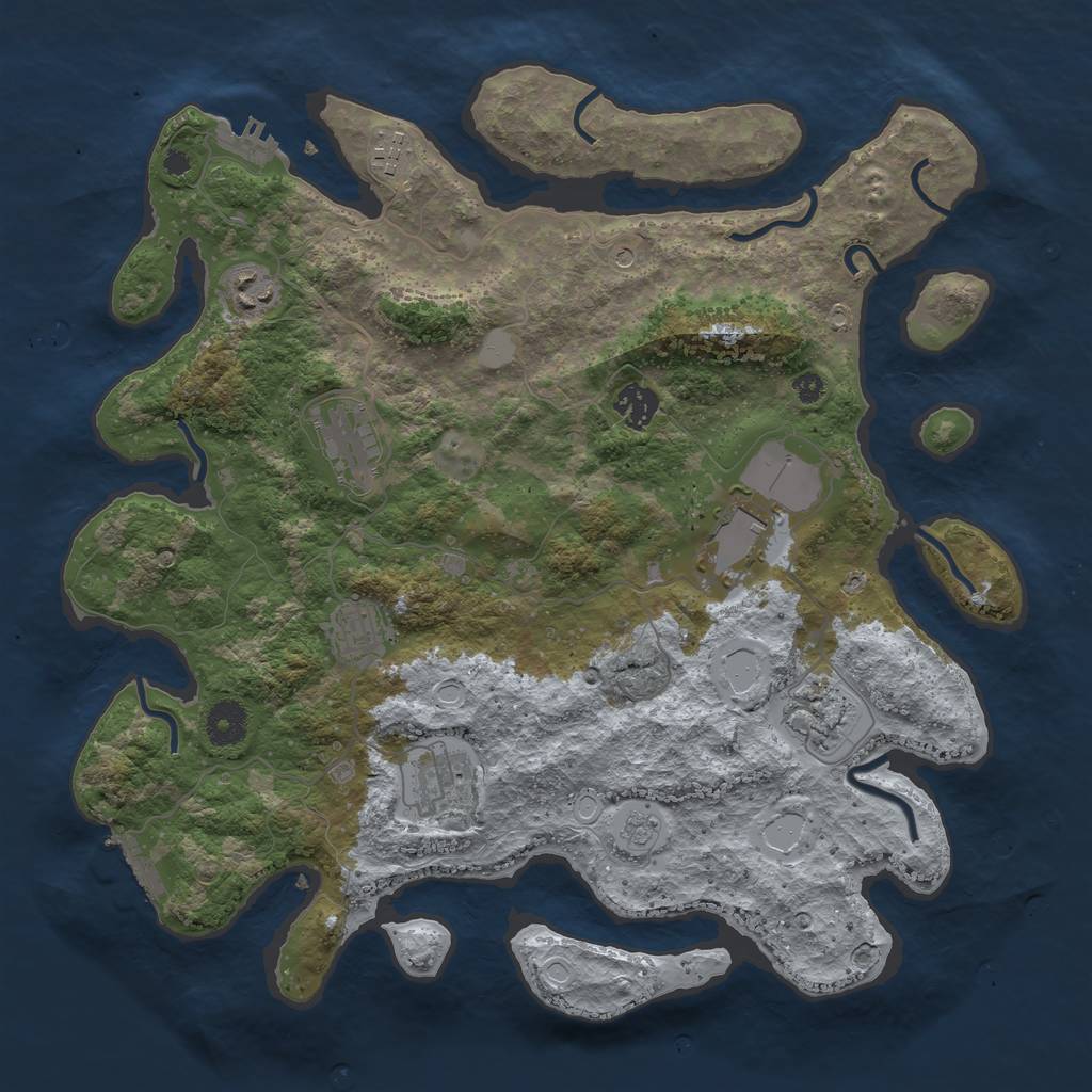 Rust Map: Procedural Map, Size: 3750, Seed: 223424412, 17 Monuments