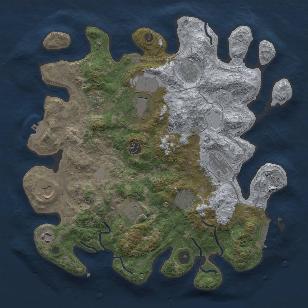 Rust Map: Procedural Map, Size: 3700, Seed: 1798488446, 19 Monuments