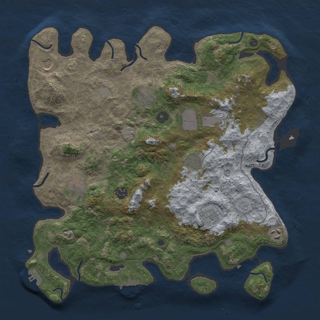 Rust Map: Procedural Map, Size: 4000, Seed: 9134, 18 Monuments