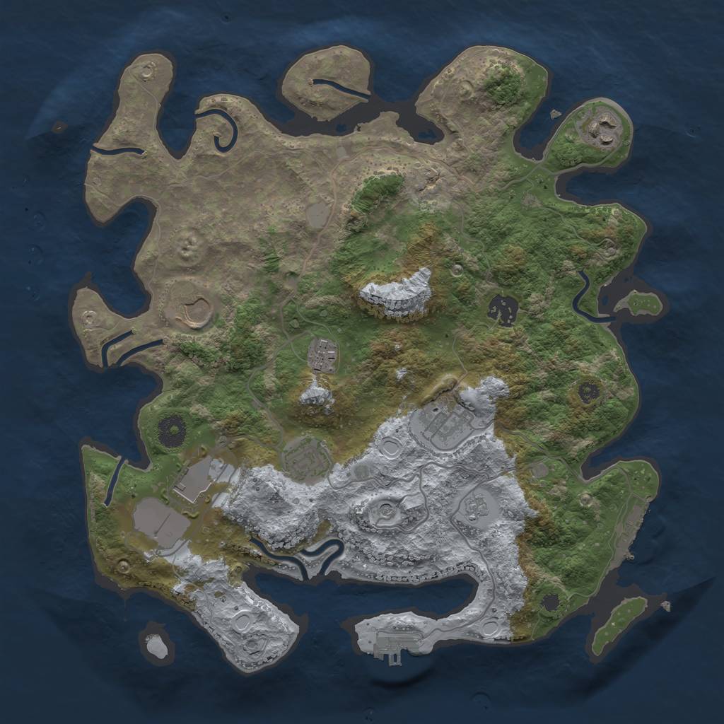 Rust Map: Procedural Map, Size: 3500, Seed: 8164752, 16 Monuments