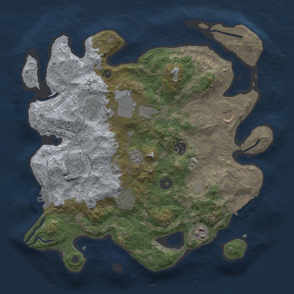 Rust Map: Procedural Map, Size: 3500, Seed: 784525, 17 Monuments