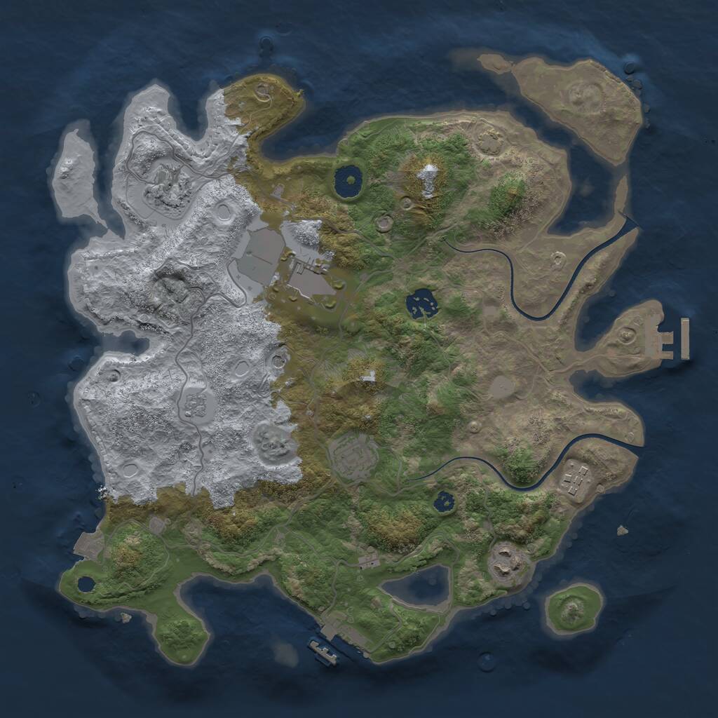Rust Map: Procedural Map, Size: 3500, Seed: 784525, 12 Monuments