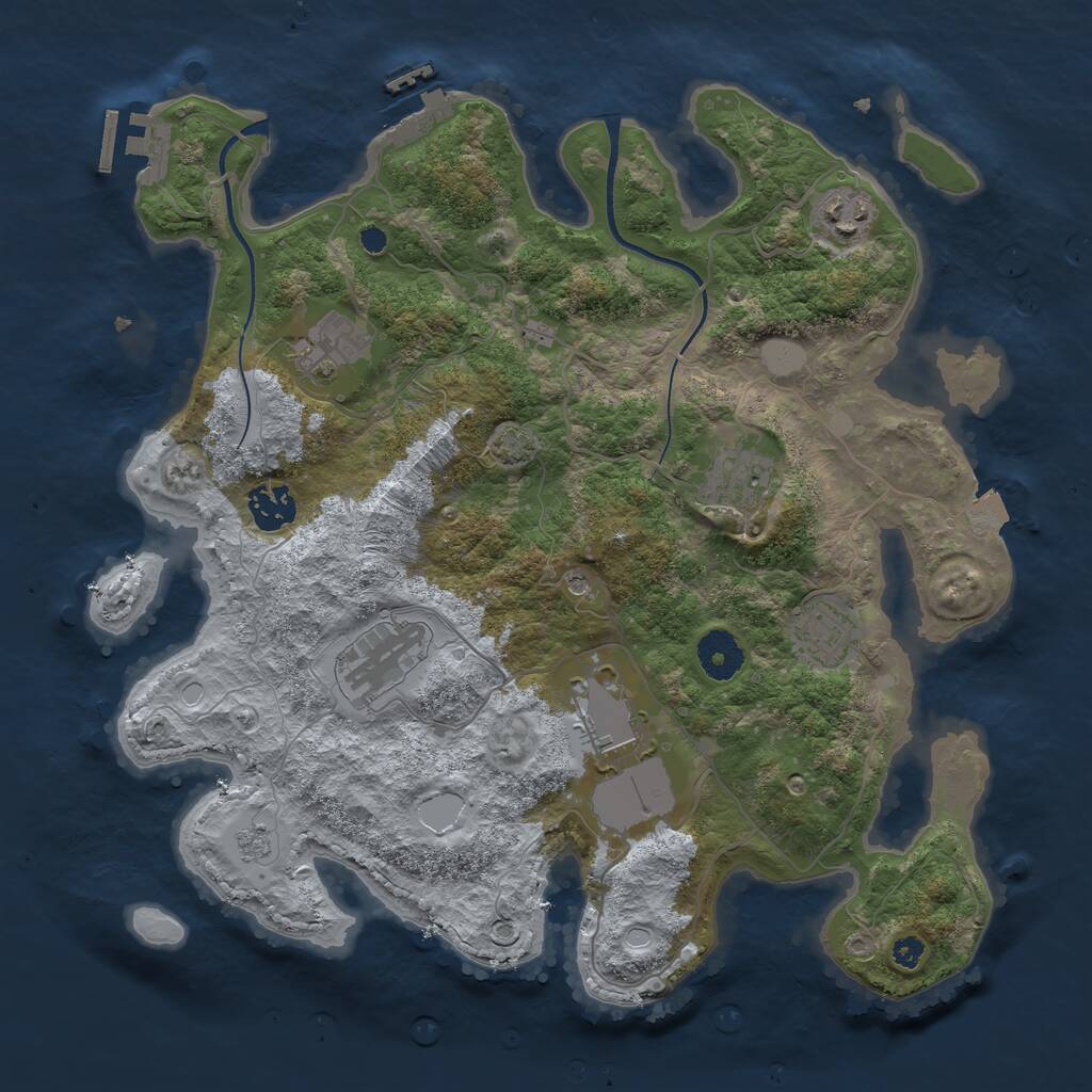 Rust Map: Procedural Map, Size: 3500, Seed: 753297123, 13 Monuments