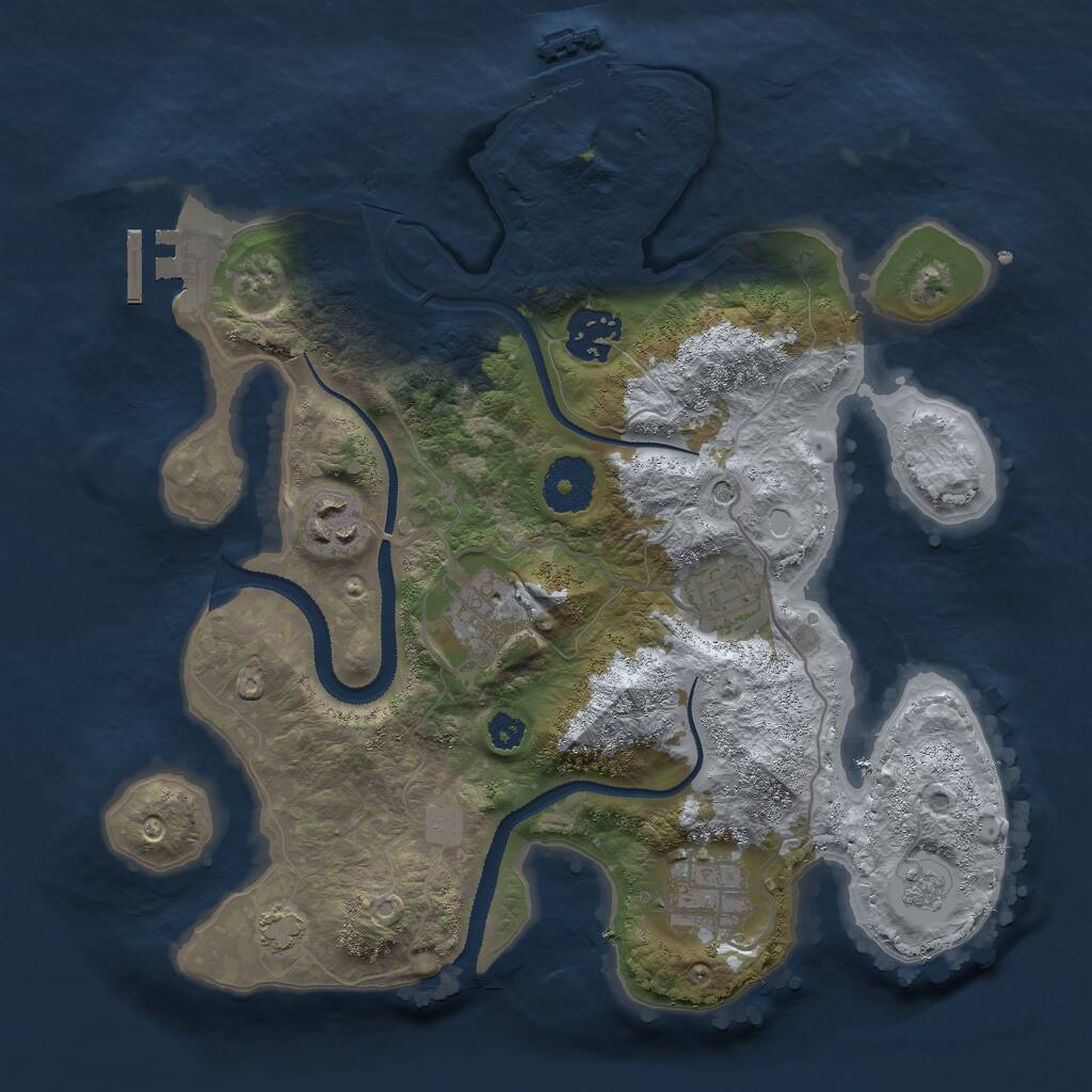 Rust Map: Procedural Map, Size: 3000, Seed: 2212, 11 Monuments
