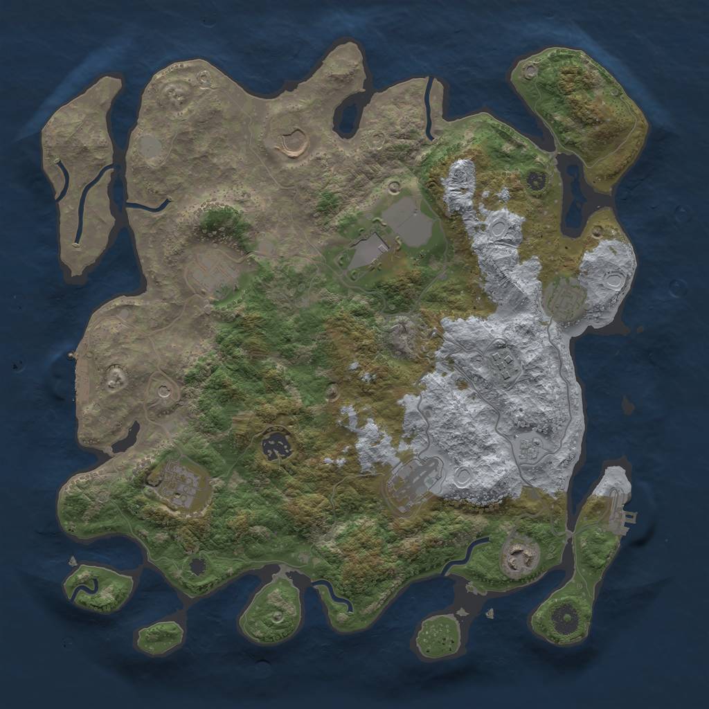 Rust Map: Procedural Map, Size: 3750, Seed: 773080488, 18 Monuments