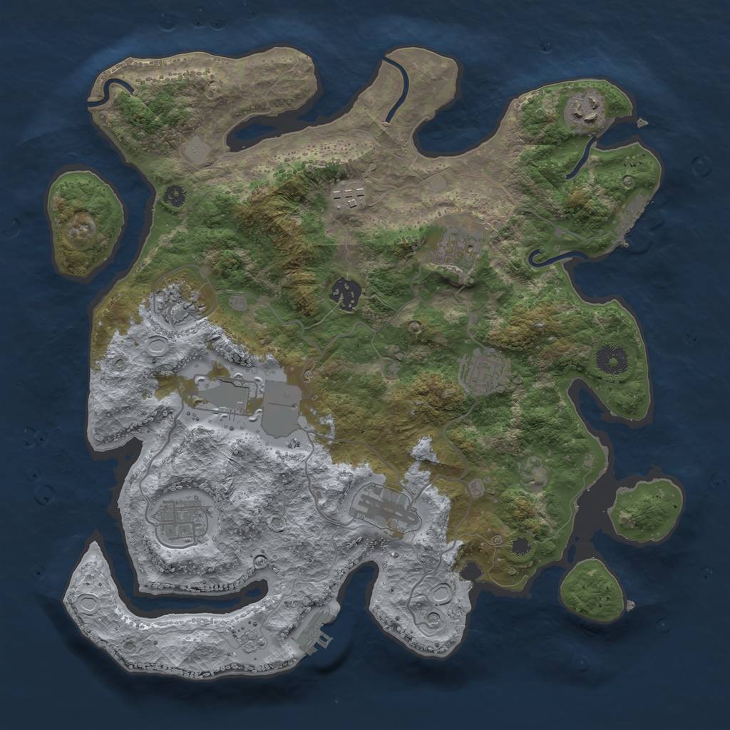 Rust Map: Procedural Map, Size: 3500, Seed: 69679061, 18 Monuments