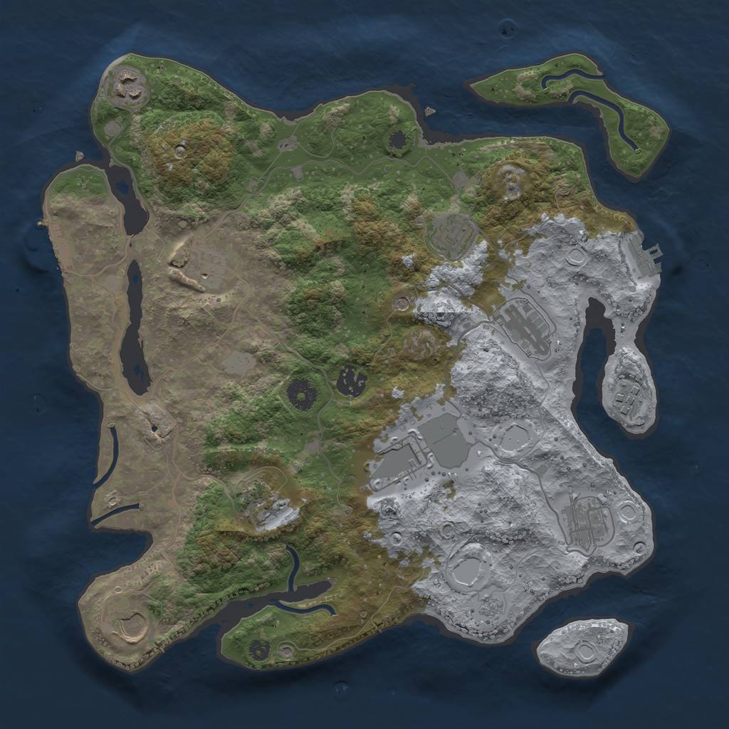 Rust Map: Procedural Map, Size: 3600, Seed: 17706076, 19 Monuments