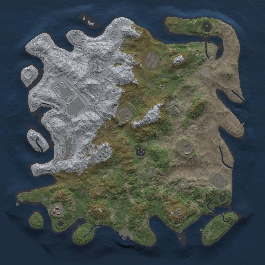 Rust Map: Procedural Map, Size: 4000, Seed: 15112015, 17 Monuments