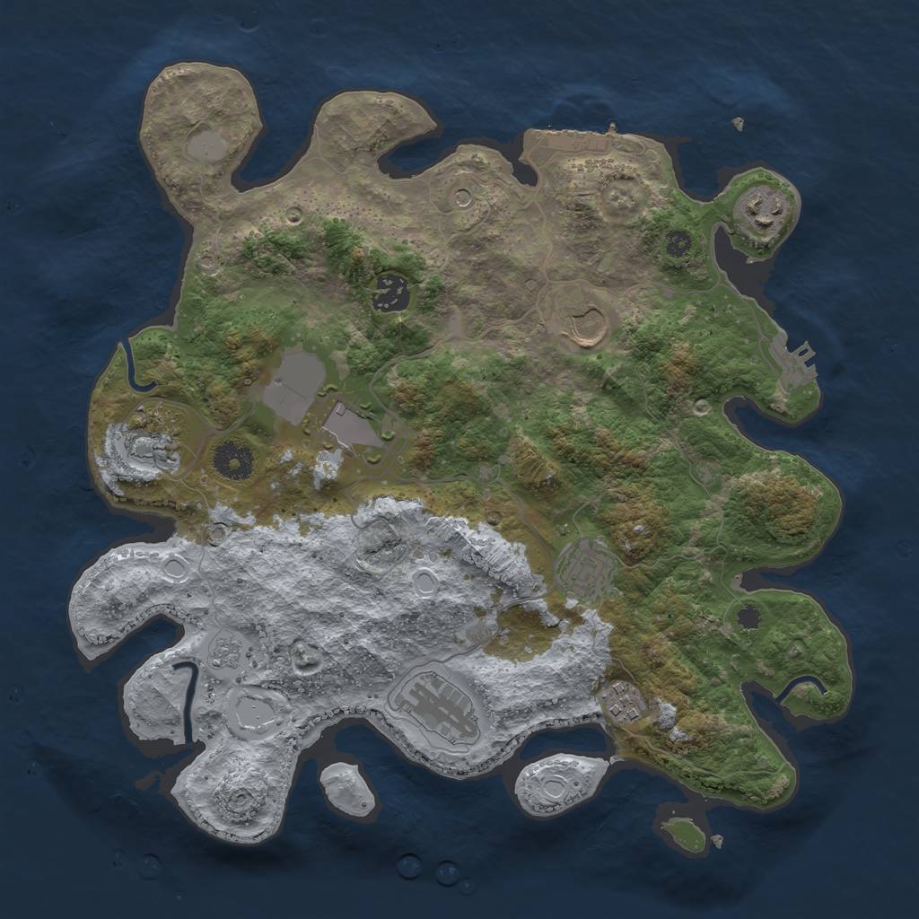 Rust Map: Procedural Map, Size: 3500, Seed: 5007, 17 Monuments