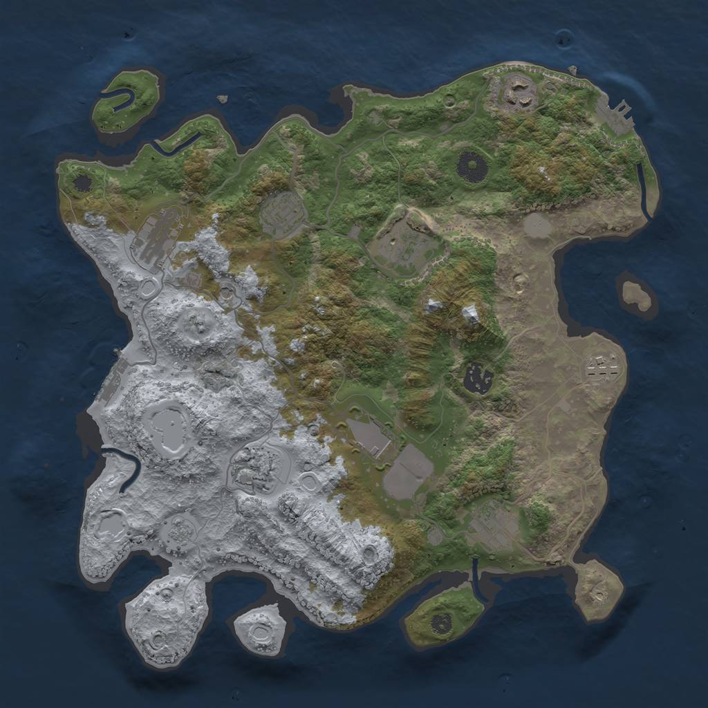 Rust Map: Procedural Map, Size: 3500, Seed: 371366083, 18 Monuments