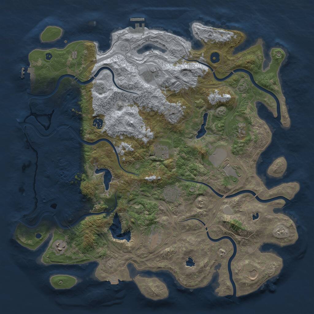 Rust Map: Procedural Map, Size: 4500, Seed: 1195068945, 16 Monuments