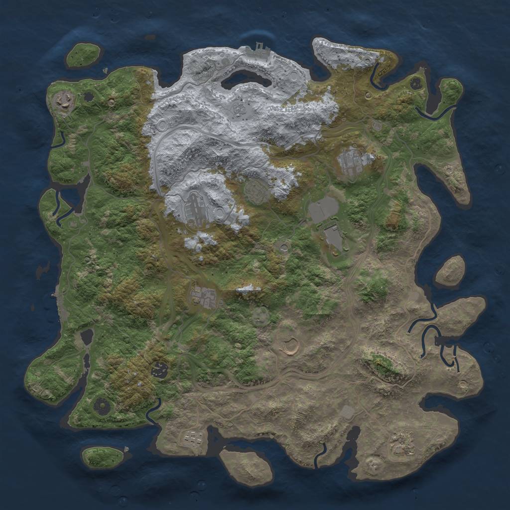 Rust Map: Procedural Map, Size: 4500, Seed: 1195068945, 19 Monuments