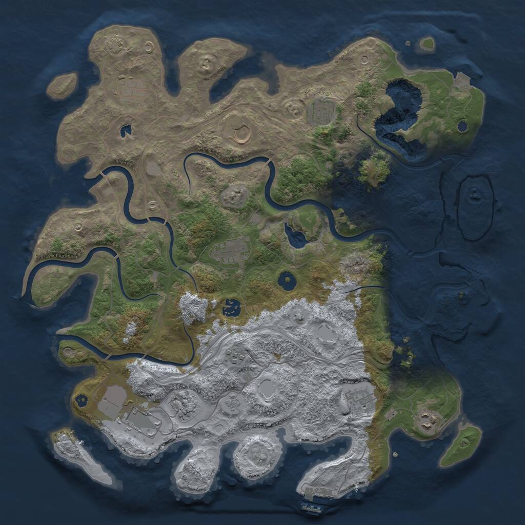 Rust Map: Procedural Map, Size: 4250, Seed: 7623, 16 Monuments