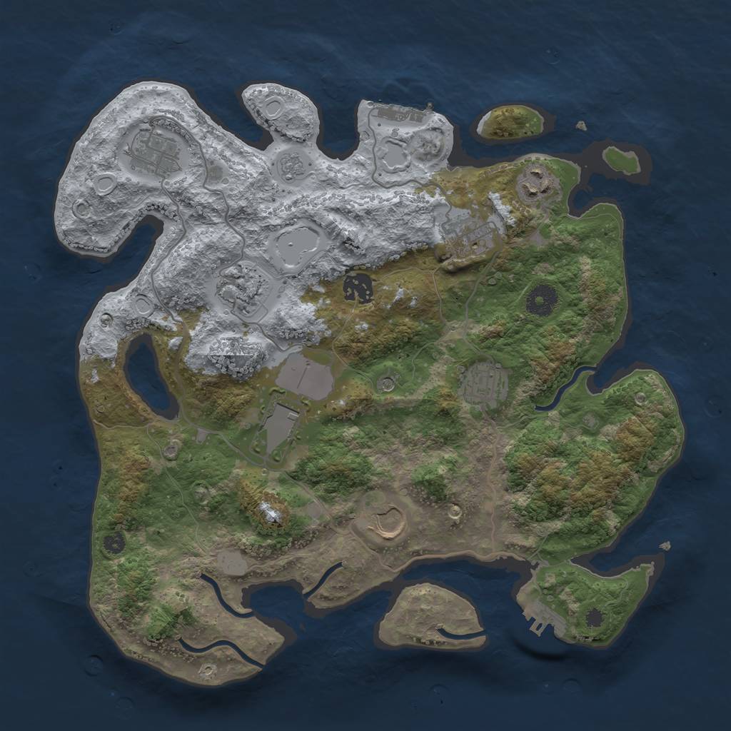 Rust Map: Procedural Map, Size: 3500, Seed: 56132103, 17 Monuments