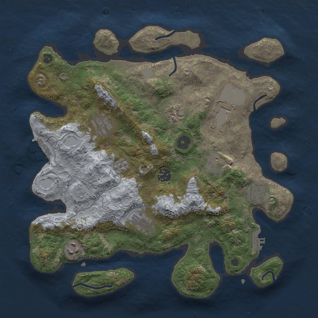 Rust Map: Procedural Map, Size: 3500, Seed: 1774910123, 17 Monuments